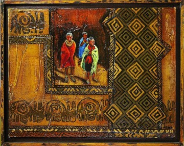 アフリカ人 Painting - アフリカの少年たちの金粉